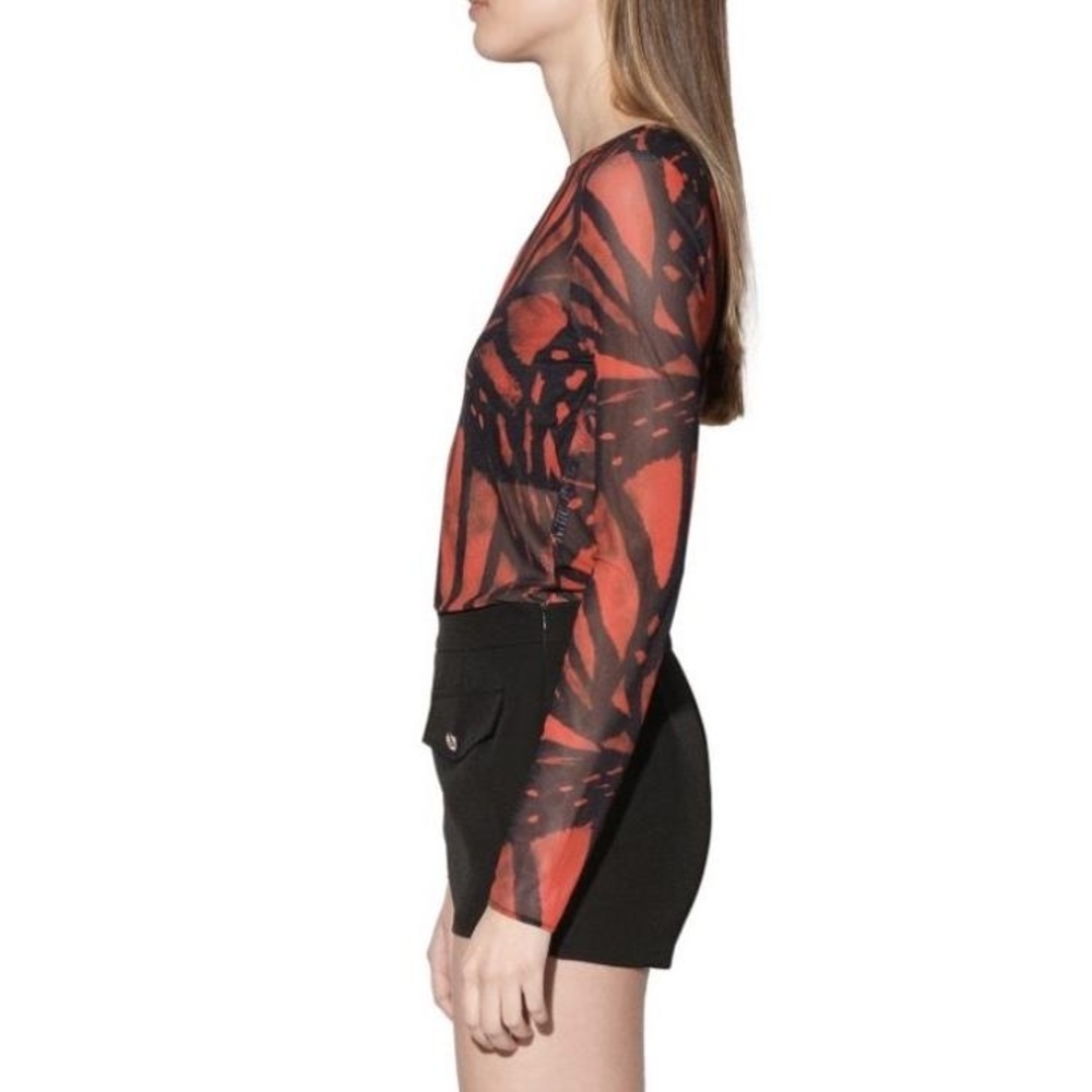 Walter Baker Barra Printed Long Sleeve Chiffon Top Sz XS NWT - Picture 3 of 10